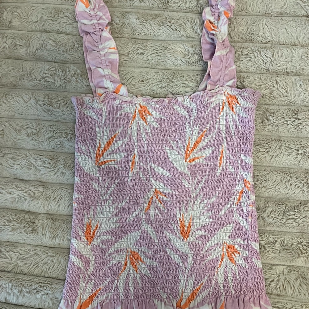 Billabong Pink and Orange Smocked Tank Top